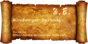 Windberger Belinda névjegykártya